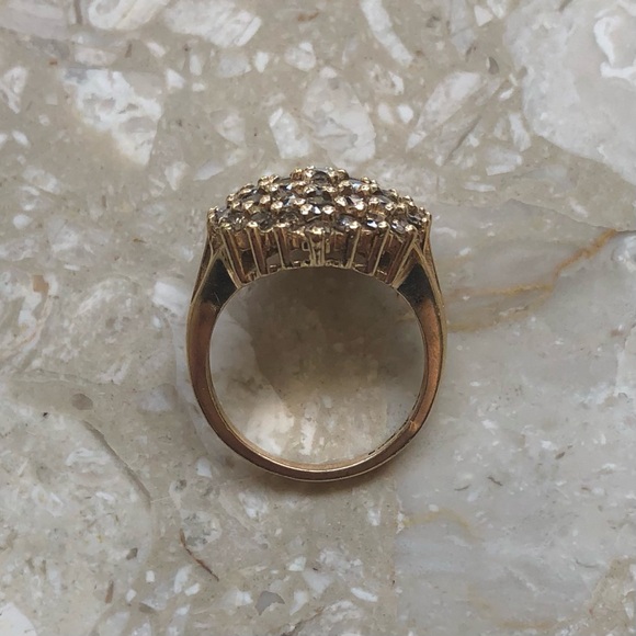 1.50 Carat Cognac Diamond Yellow Gold Cluster Cocktail Vintage Modern Ring - Picture 11 of 11